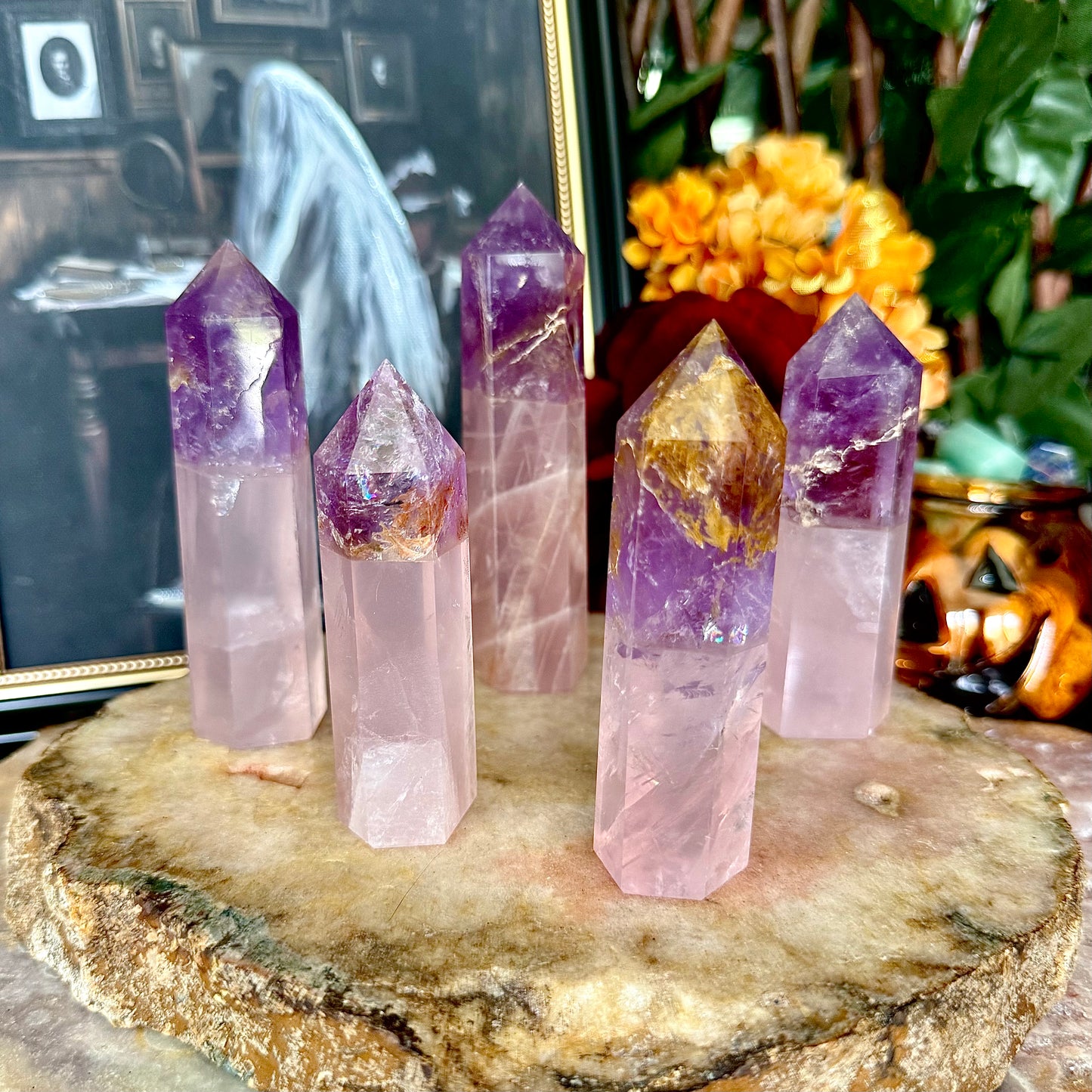 Amethyst & Rose Quartz Tower, Self-Love, Third Eye