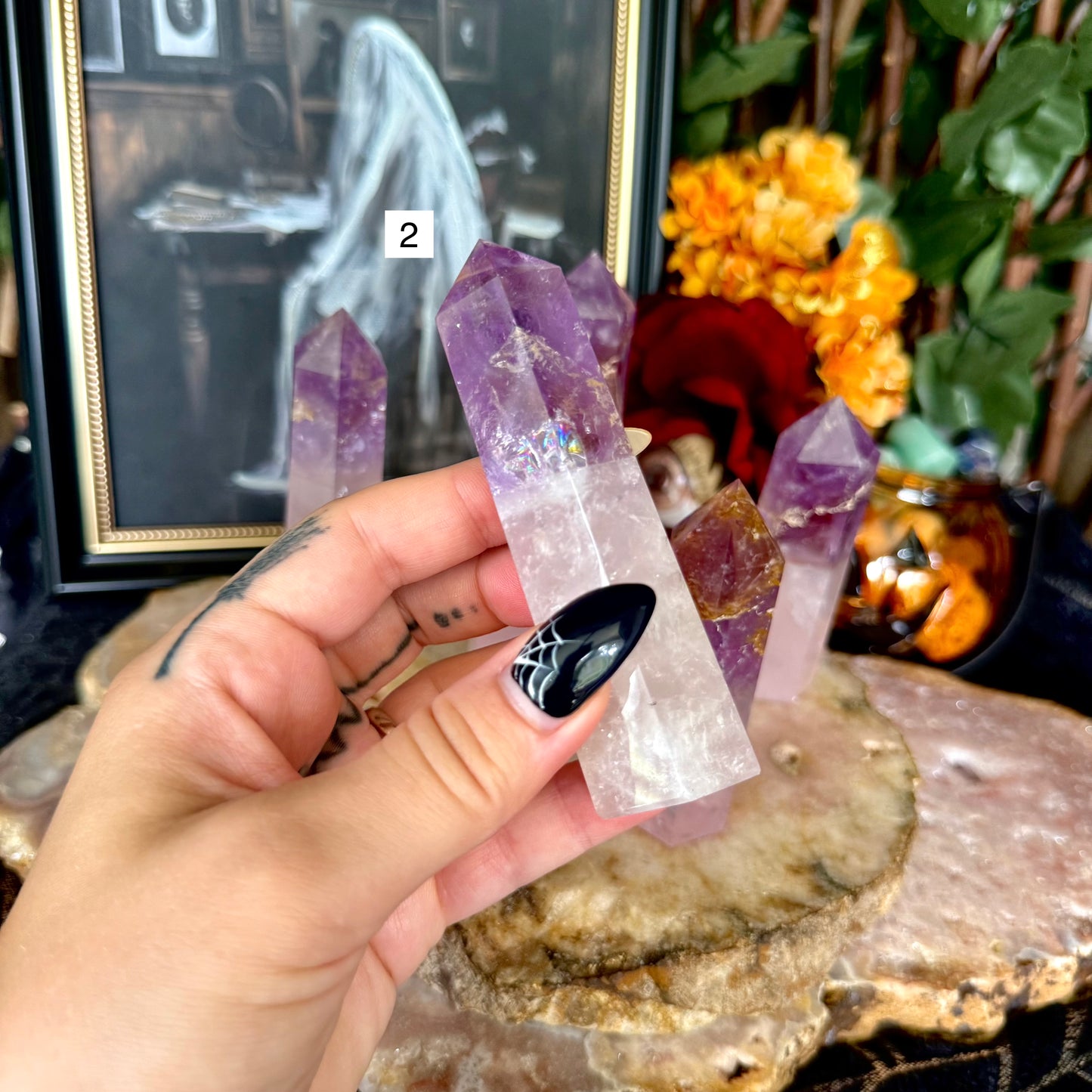 Amethyst & Rose Quartz Tower, Self-Love, Third Eye