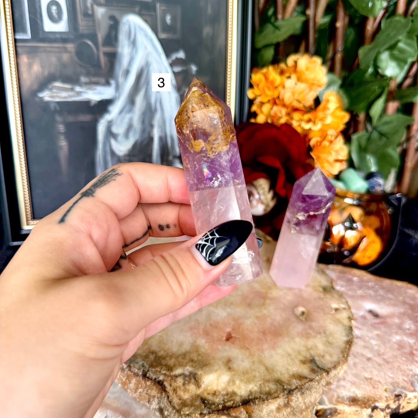 Amethyst & Rose Quartz Tower, Self-Love, Third Eye
