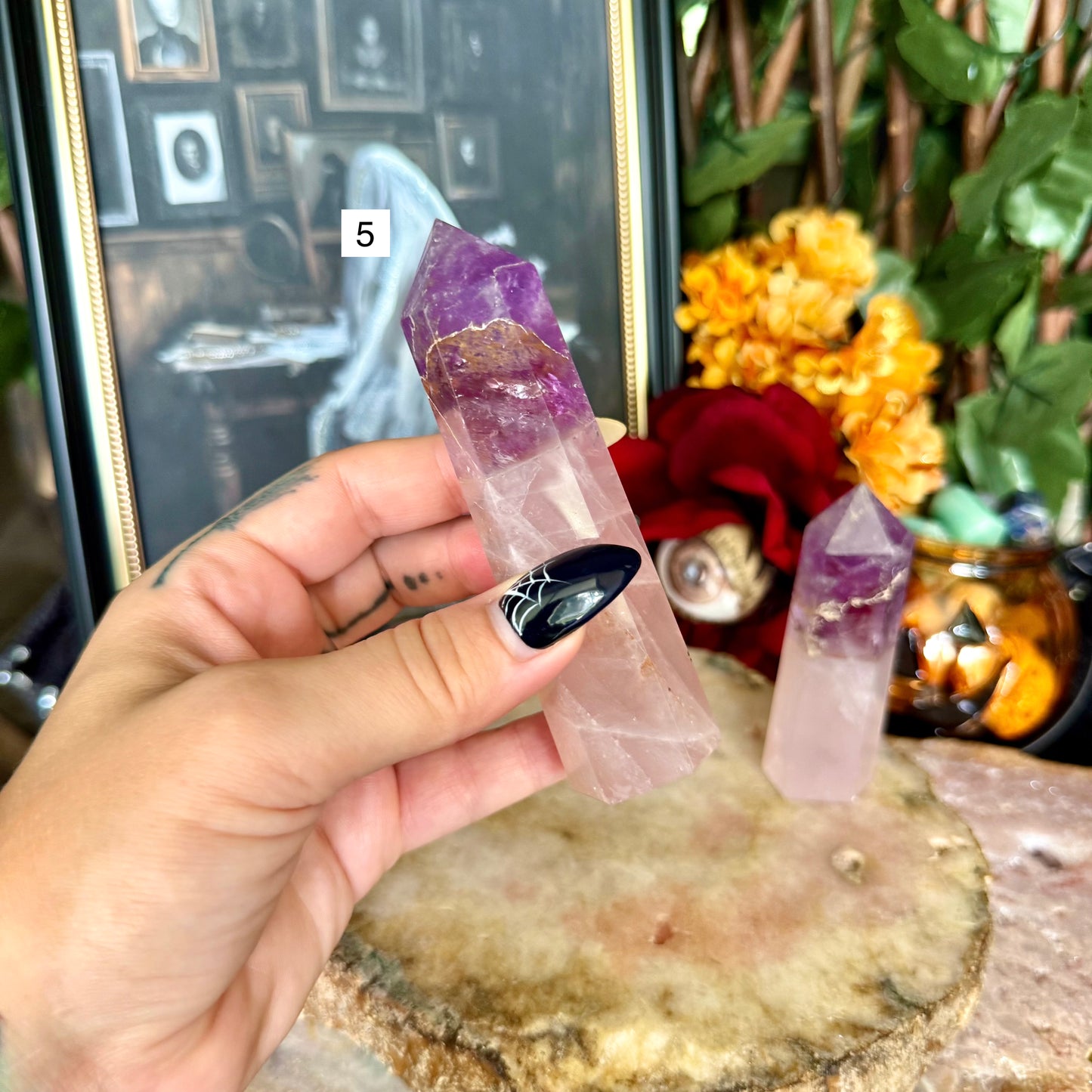 Amethyst & Rose Quartz Tower, Self-Love, Third Eye