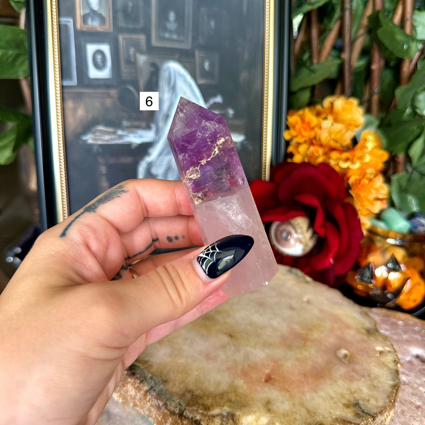 Amethyst & Rose Quartz Tower, Self-Love, Third Eye