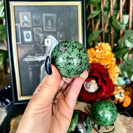 Ruby Zoisite Sphere, Emotional Healing, Heart Chakra