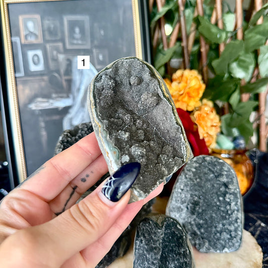 Black Amethyst Cut Base, Grounding, Negativity Stone