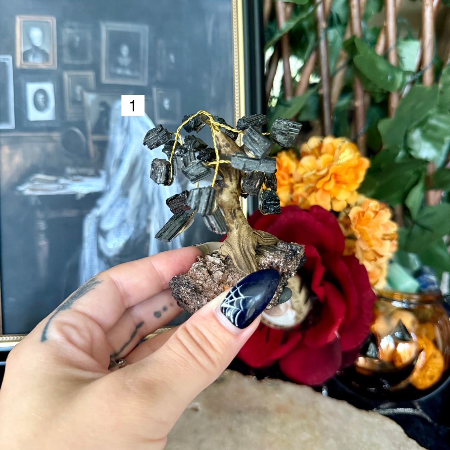Black Tourmaline Crystal Tree, Protection Stone, Cleansing Stone