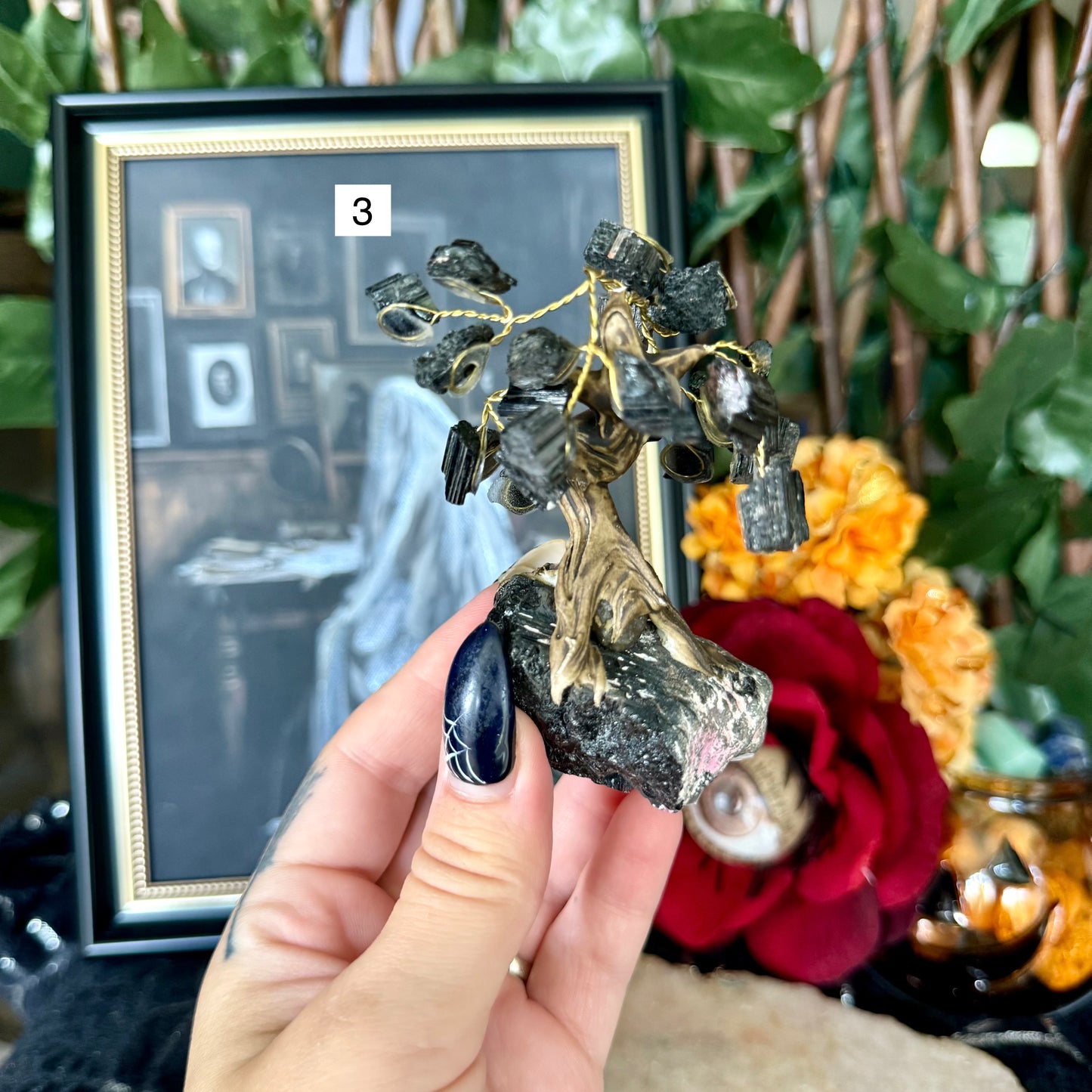 Black Tourmaline Crystal Tree, Protection Stone, Cleansing Stone