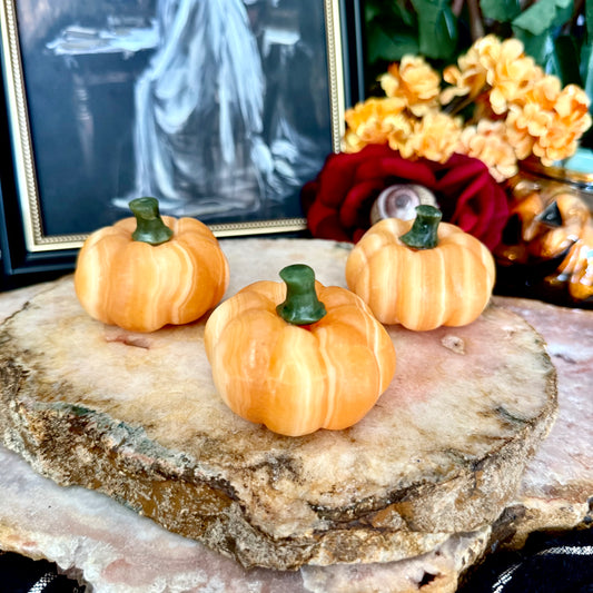 Orange Calcite & Serpentine Pumpkin, Joy & Happiness, Emotional Balance