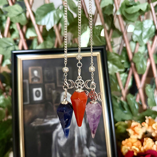 Triple Moon Pendulum, Assorted Crystals, Choose Your Own!