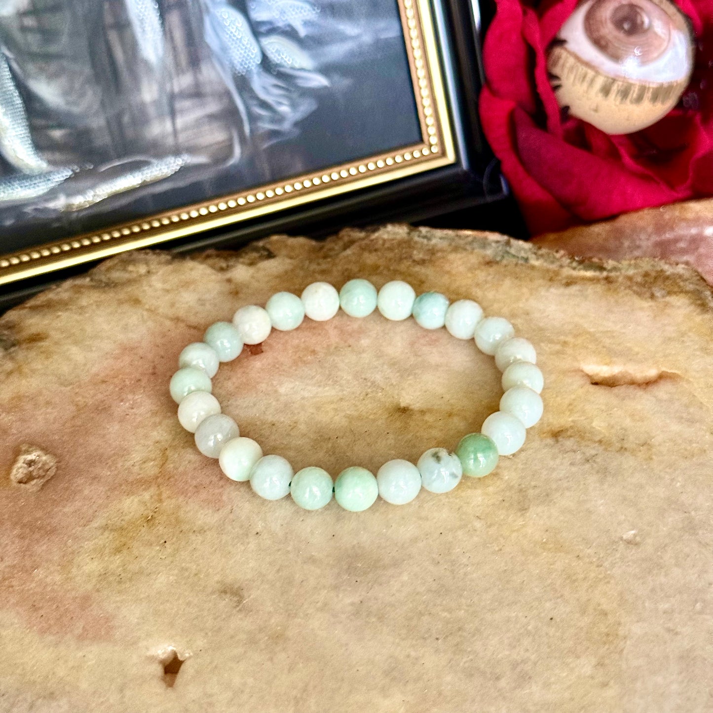 8mm Berma Jade Bracelet, Rebirth, Balancing Stone