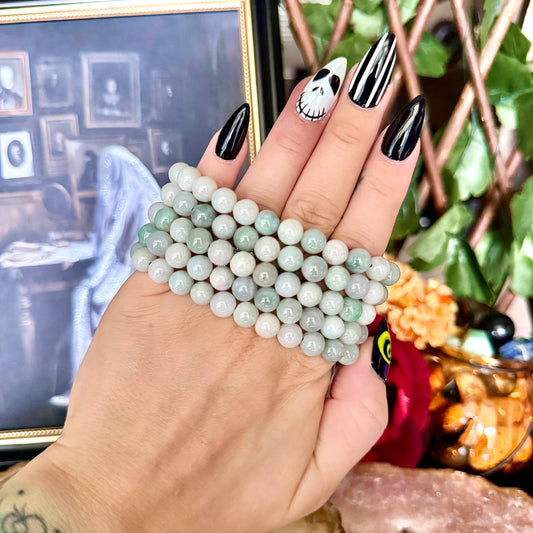 8mm Berma Jade Bracelet, Rebirth, Balancing Stone