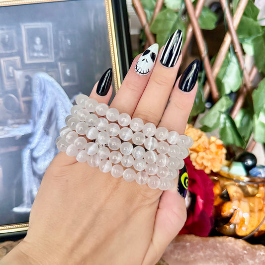 Selenite 8mm Bracelet, Powerful Healing & Cleansing