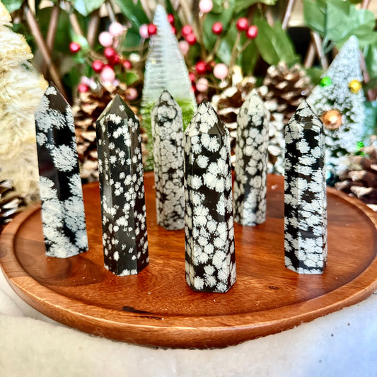 Snowflake Obsidian Tower, Protection & Negativity Stone