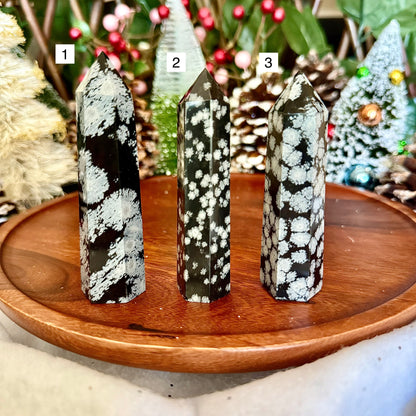 Snowflake Obsidian Tower, Protection & Negativity Stone