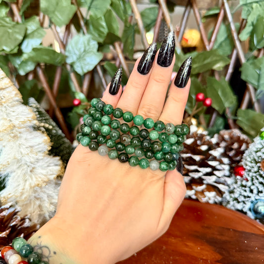 8mm Green Lepidolite Bracelet, Heart Chakra, Negativity Stone