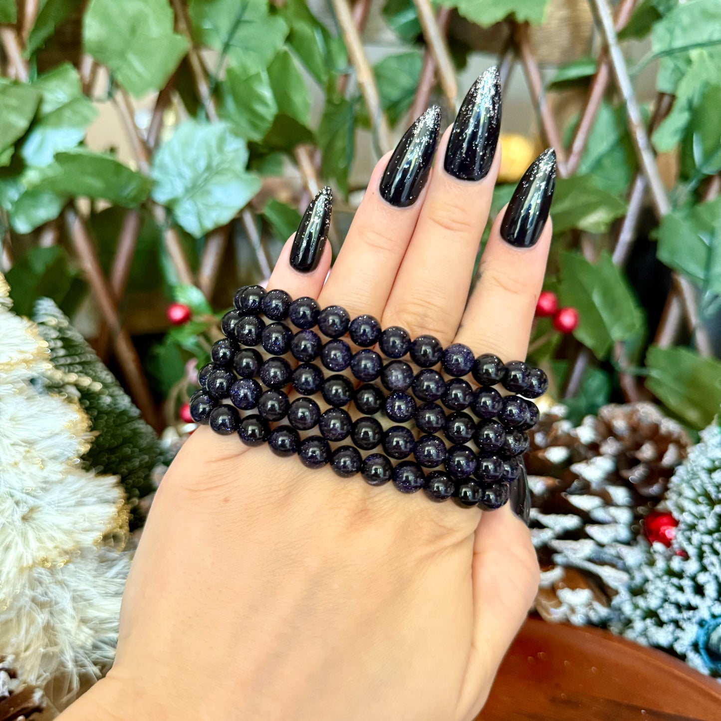 8mm Blue Sandstone Bracelet, Stone of Ambition, Motivation Crystal