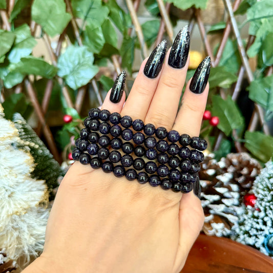 8mm Blue Sandstone Bracelet, Stone of Ambition, Motivation Crystal