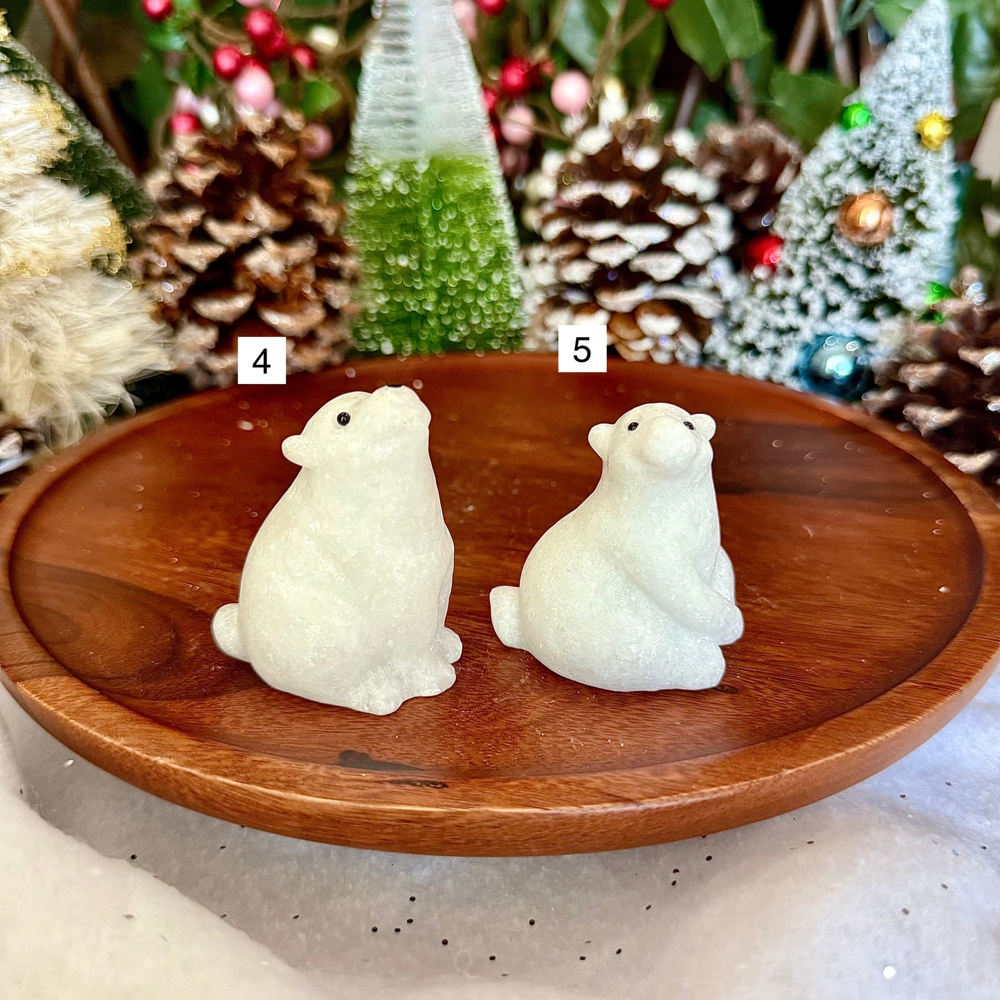 White Jade Carved Polar Bear, Clarity and Purity Stone