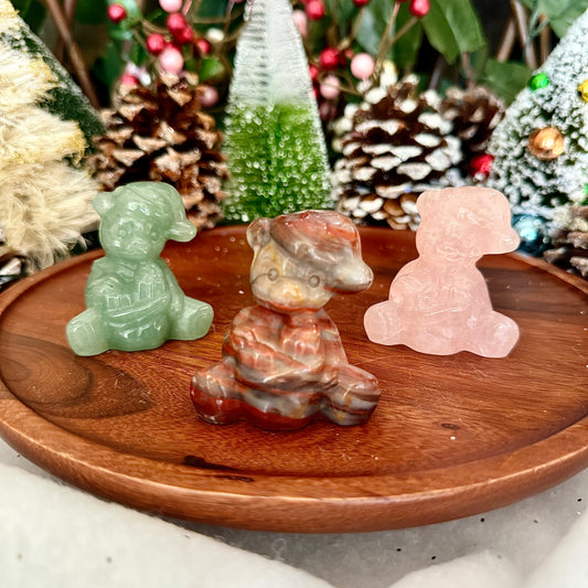 Assorted Carved Santa Teddy Bears, Choose Your Own!