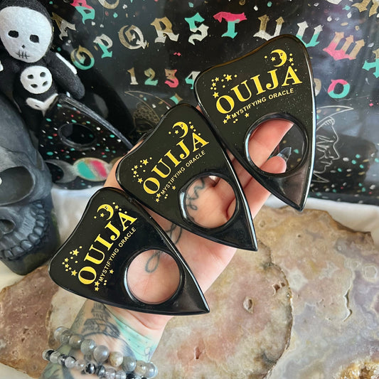 Custom Black Obsidian Ouija Planchette, Powerful Protection, Negativity Crystal