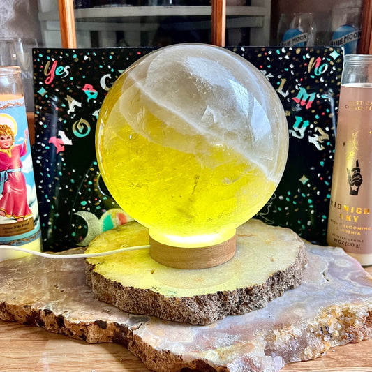 Large Highest Quality Lemon Quartz Sphere, Master Healer, Meditation Stone