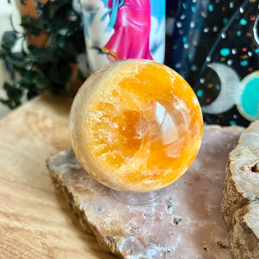 Orange Calcite Sphere, Emotional Balance, My Own Personal Collection!