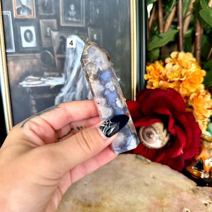 Blue Flower Agate Tower, New Beginnings & Transformation Stone