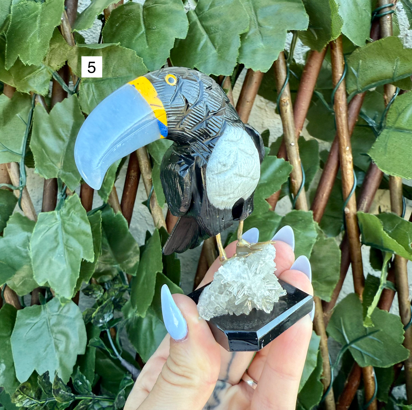 Colorful Carved Toucan, Assorted Crystals, Choose Your Own!