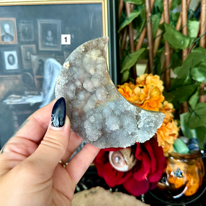 Druzy Zeolite Crescent Moon, Cleansing & Detoxifying Stone